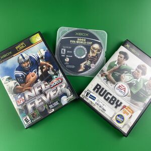 Original Xbox Sports Video Game Lot NLF Fever 2003 Fifa World Cup 2002 Rugby 06